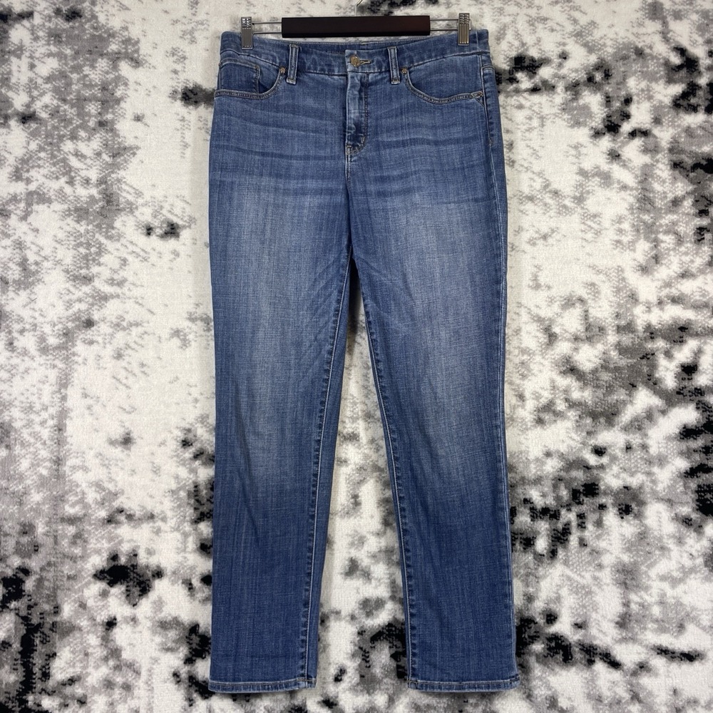 Chicos So Slimming Girlfriend Slim Ankle Jeans Womens Size 6 Medium Wash Stretch